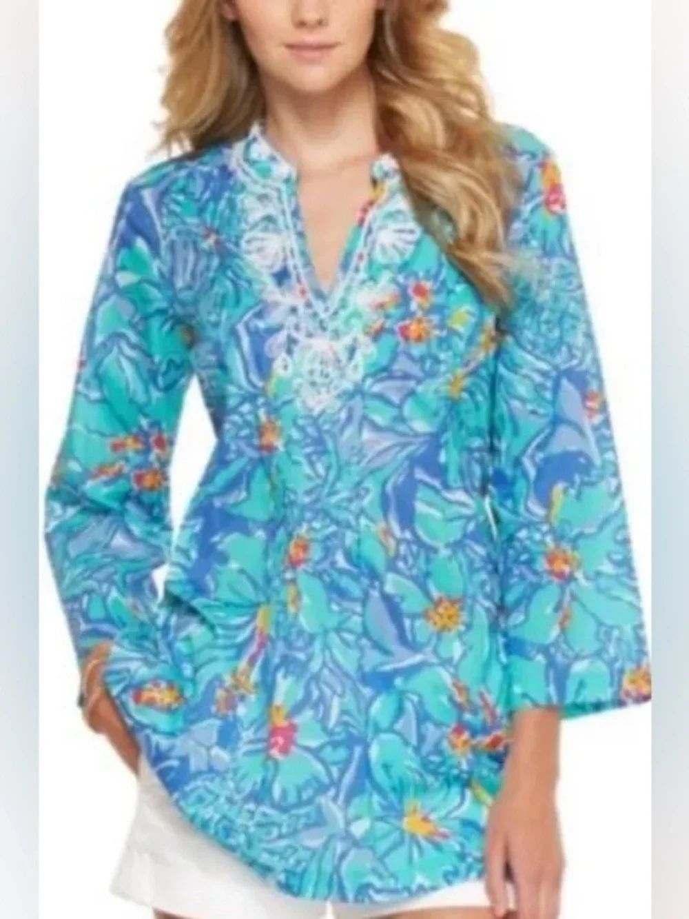 Lilly Pulitzer Sarasota Tunic Blue Iris Mai Tai